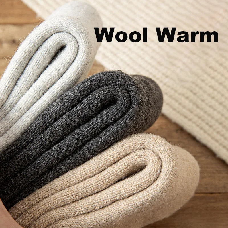 3 Pairs Men Women Wool Socks Couples Solid Winter Snow Chrismas Gift Thermal Cashmere Marino Thickened Fleece Terry Loop socks