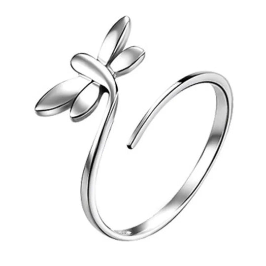 925 Sterling Silver Wrap Ring Trendy Dragonfly Design Suitable For Men And Women High Quality Adjustable Jewelry