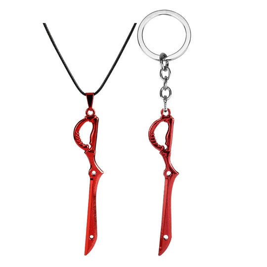 2pcs Kill La Kill Matoi Ryuuko Rending Scissor Blade Necklace + Keychain Cosplay Accessories