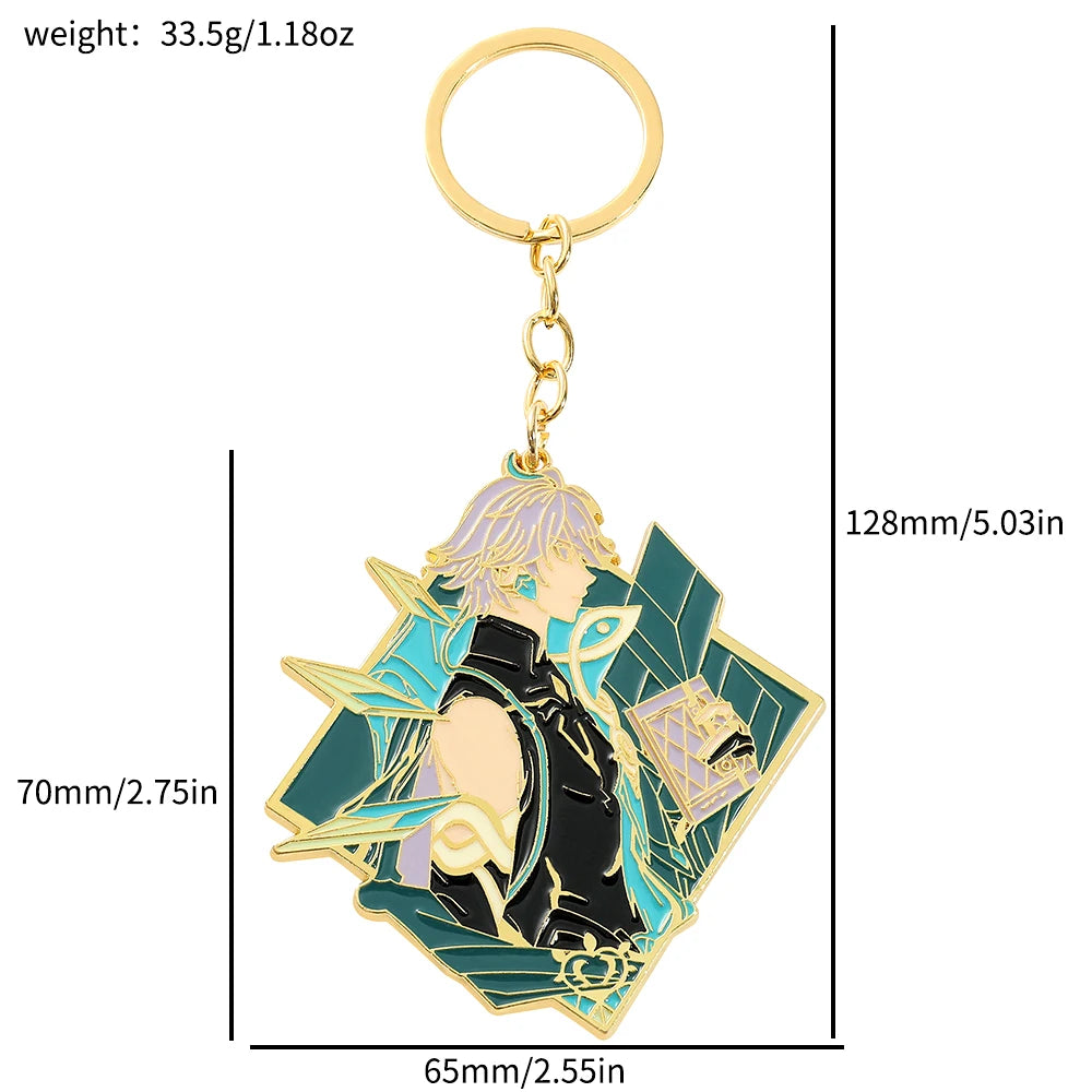 Genshin Impact Keychain - Enamel Razor & Xiao Pendants, Fashionable Anime Keyrings for Car & Backpack, Great Fan Gift