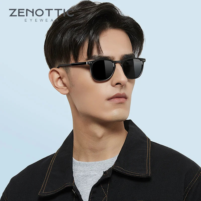 ZENOTTIC 2 Pack Polarized Sunglasses for Women Men Vintage Round and Square Frame UV Protection Shades Driving Sun Glasses