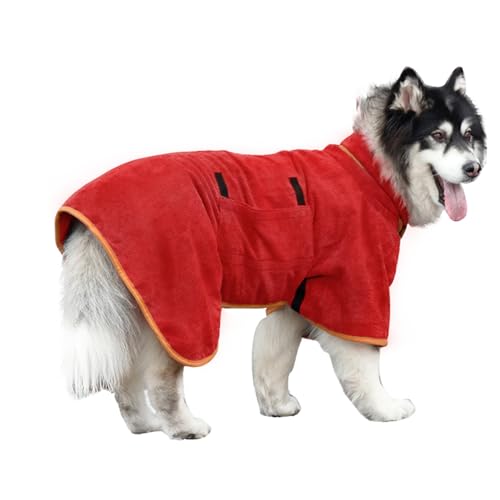 Dog Drying Coat Bathrobe Towel,Microfibre Material Fast Drying Super Absorbent Dog Bath Robe, Pet Quick Drying Moisture Absorbing with Adjustable Collar and Waist