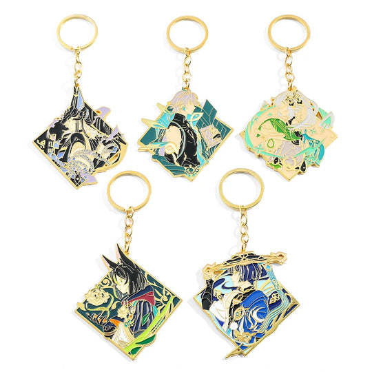 Genshin Impact Keychain - Enamel Razor & Xiao Pendants, Fashionable Anime Keyrings for Car & Backpack, Great Fan Gift