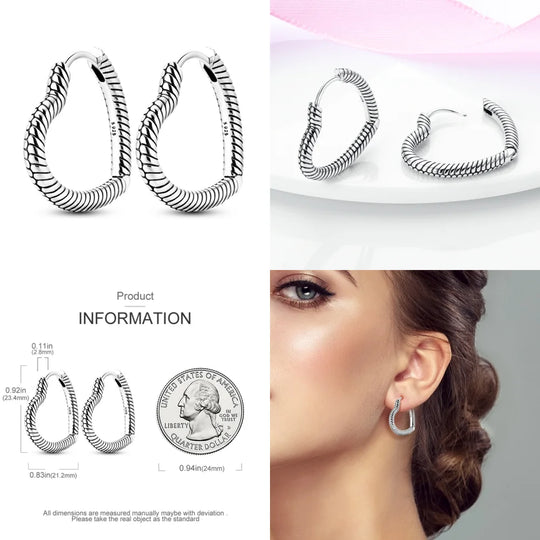 HOT Simple Style Heart Star Round Sterling Silver 925 Hoop Earrings for High Quality CZ Heart Women Fine S925 Jewelry Gifts