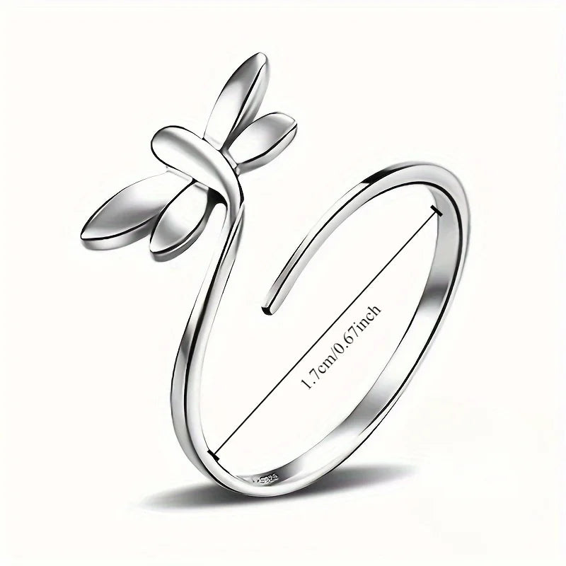 925 Sterling Silver Wrap Ring Trendy Dragonfly Design Suitable For Men And Women High Quality Adjustable Jewelry