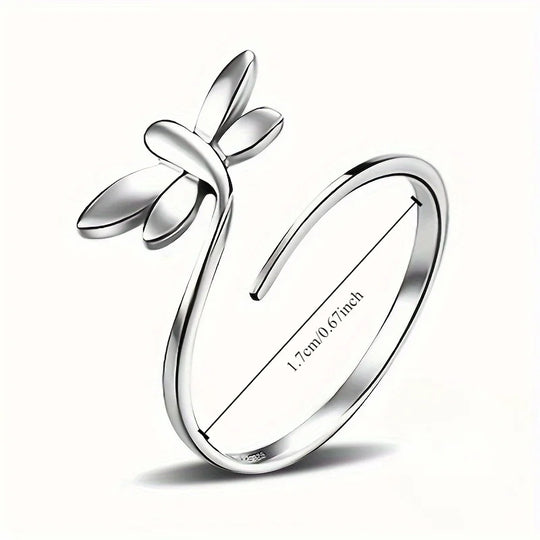 925 Sterling Silver Wrap Ring Trendy Dragonfly Design Suitable For Men And Women High Quality Adjustable Jewelry