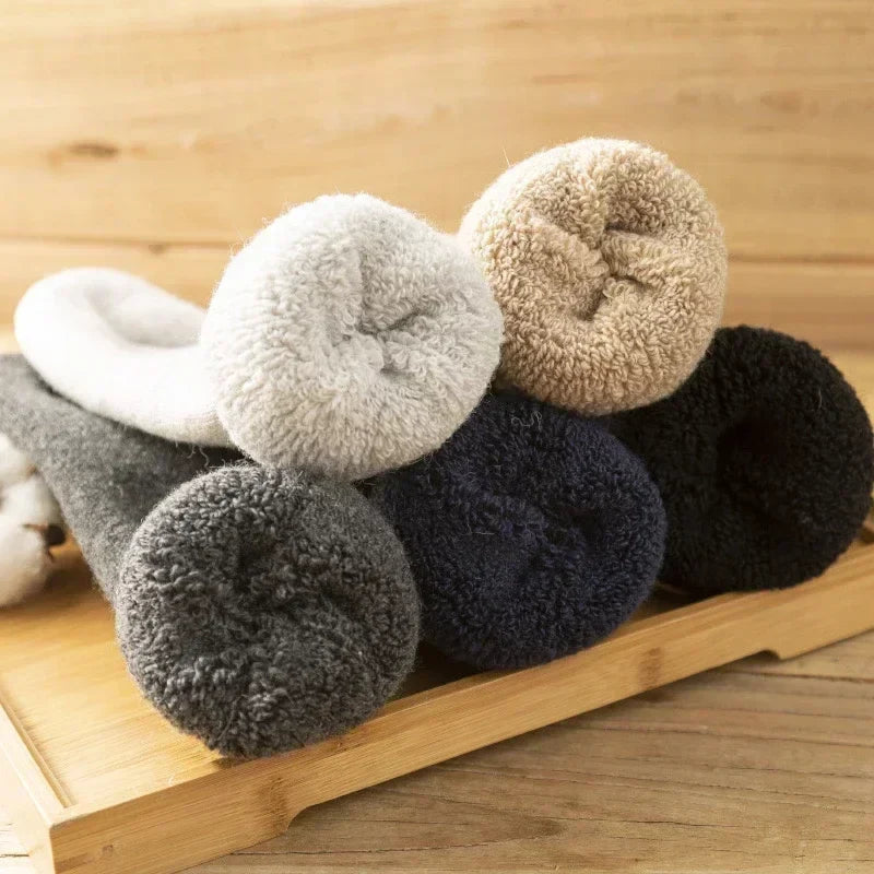 3 Pairs Men Women Wool Socks Couples Solid Winter Snow Chrismas Gift Thermal Cashmere Marino Thickened Fleece Terry Loop socks