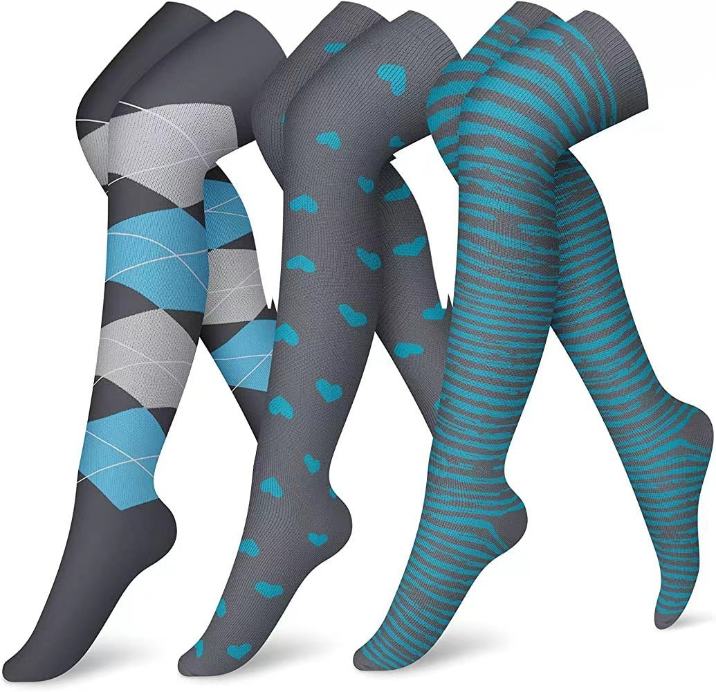 Pattern Gradient Leggings Lengthened Knee Socks