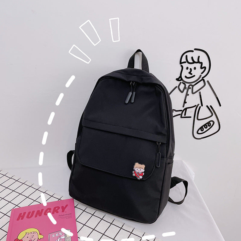 Nylon Zipper Backpacks Women Pure Color Students School Bags