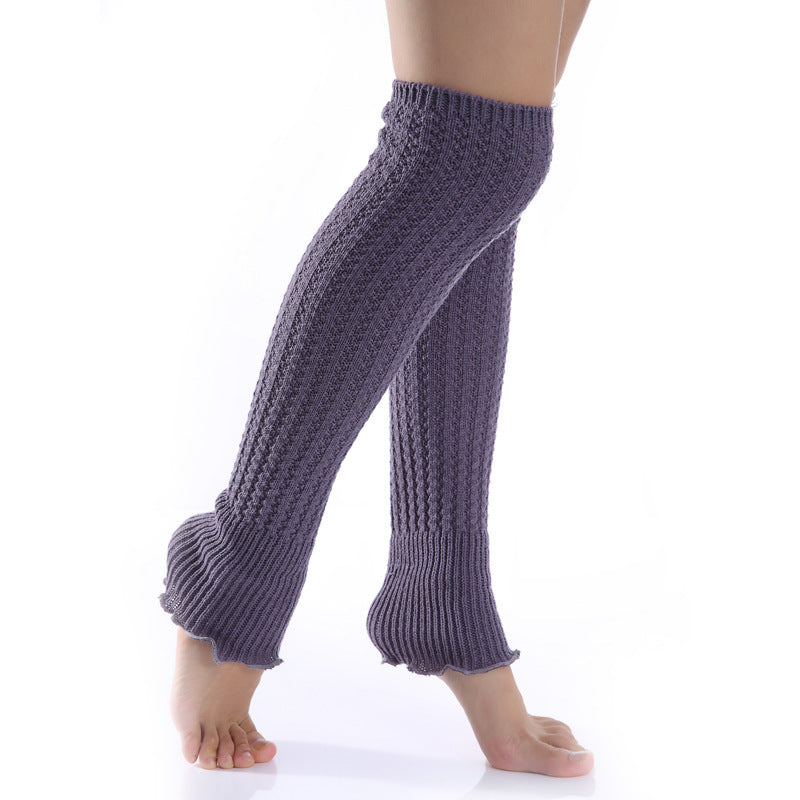 Ladies Knitted Wool Ruffled Fashion Warm Knee Pads Leggings Socks