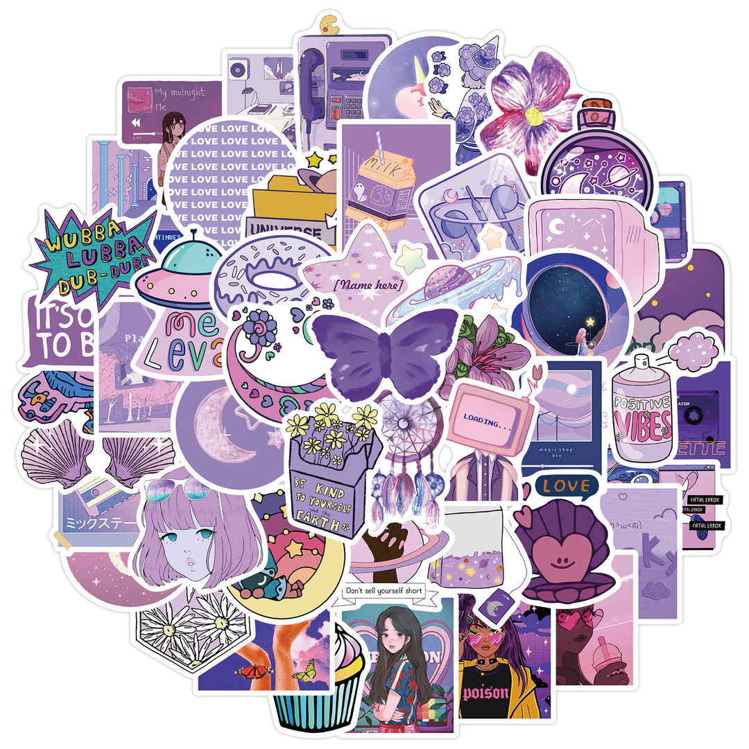 Cute Purple Girl Graffiti Stickers Luggage