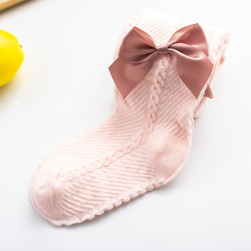 Spring And Summer New Fashionable Thin Mesh Bow Children's Pantyhose Girls' Socks Big Bottom Leggings