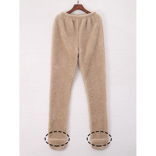 Women Coral Fleece Socks Leggings Winter Warm Sleepwear Ankles Knees Guard Women Home Pants Thick Pajamas Pant