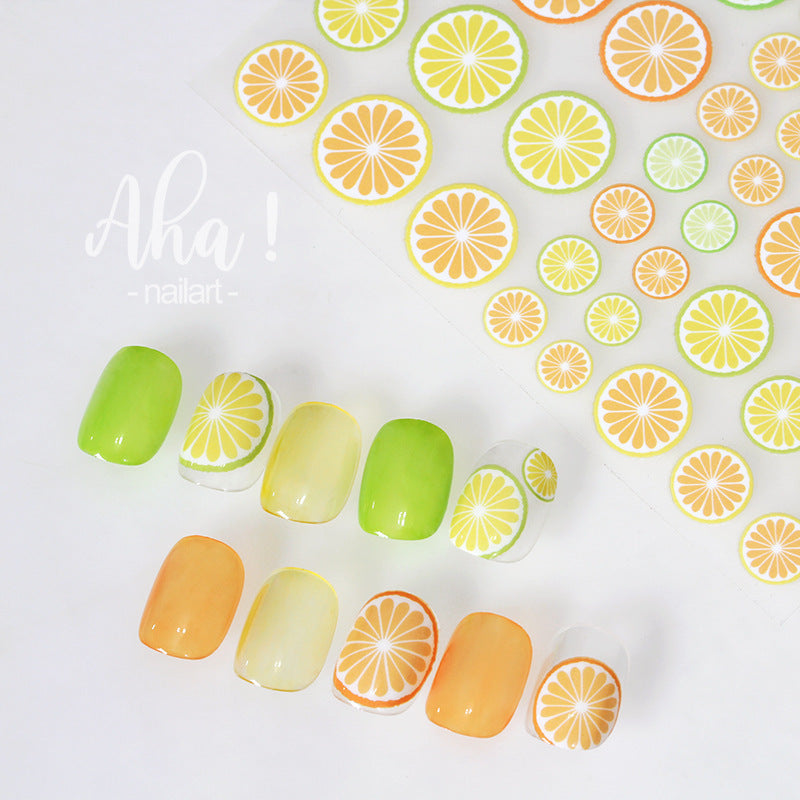 Nail Sticker Cherry Peach Summer Energic Girl Lemon Cream Orange Fruit Fingernail Decoration Stickers