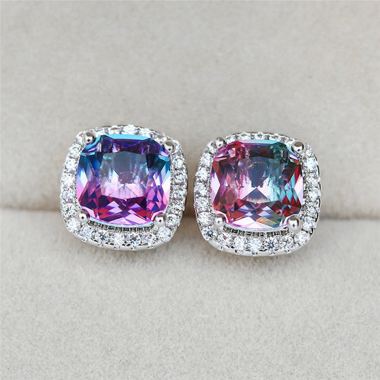 Summer Limited Hot Style Popular Mini Version Square Multicolor Jelly Earrings