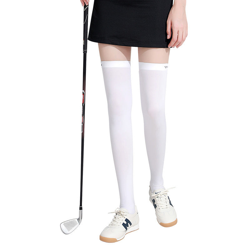 Summer Ice Silk Sun Protection Leggings Socks Mid-length Tennis