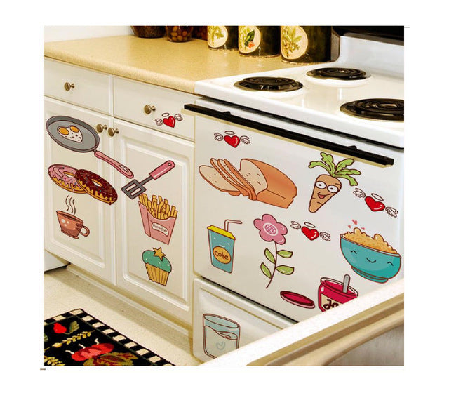 Kitchenware Self-adhesive Paper Cabinet Wall Stickers