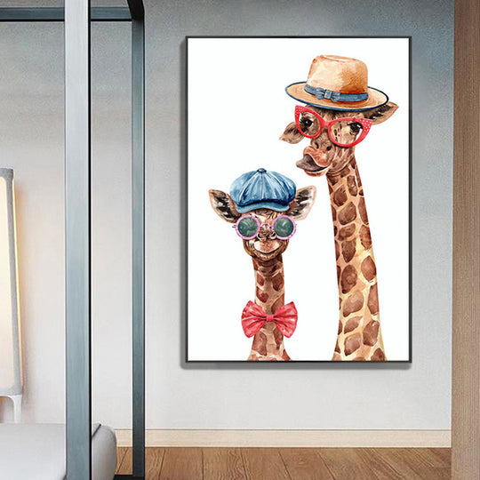 Animal Family Canvas Paintings Watercolor Cute Giraffe Posters And Print Wall Art Picture