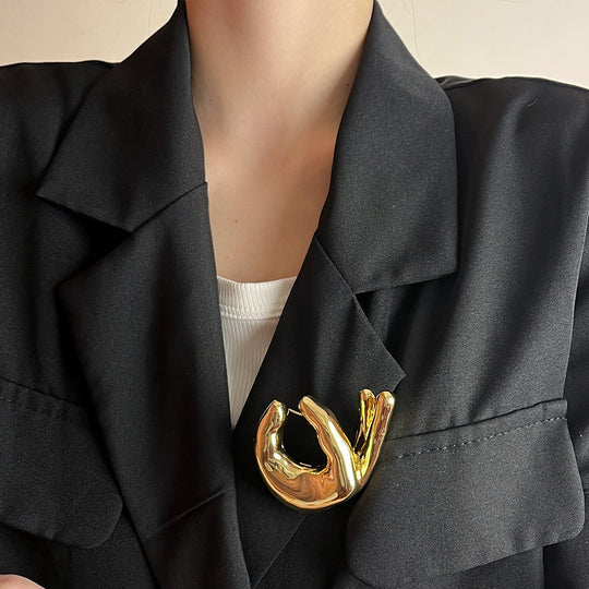 Metal OK Gesture Brooch Fashion All-match Pin Clothes Accessories