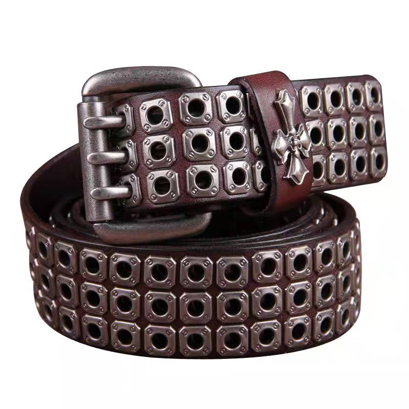 Rock Metal Three Pin Rivet Leather Male