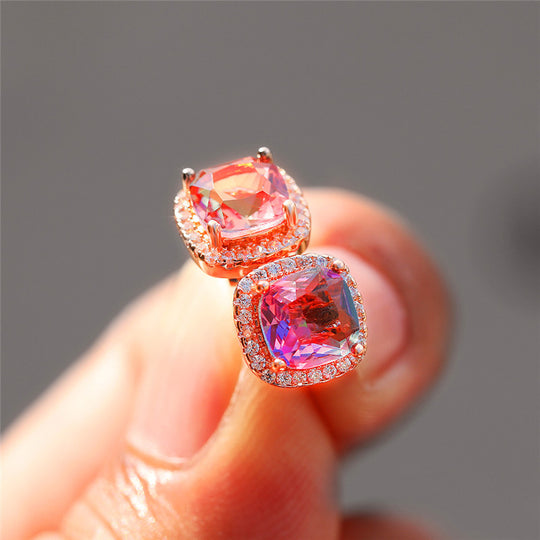 Summer Limited Hot Style Popular Mini Version Square Multicolor Jelly Earrings