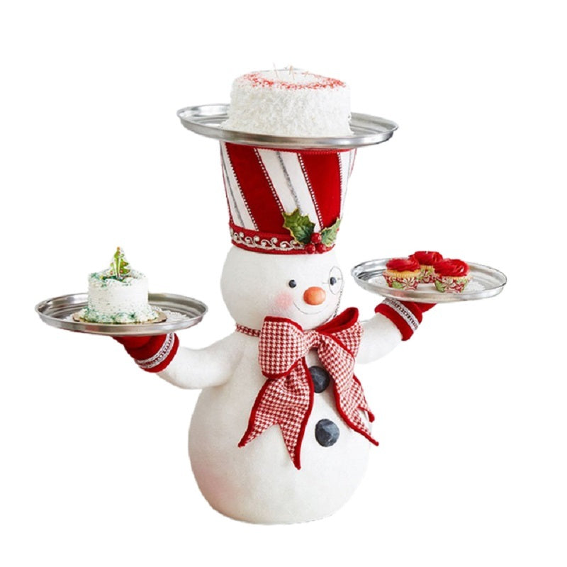 Christmas Snowman Treat Holder Decoration Snack Fruit Plate Ornaments Resin Figurines