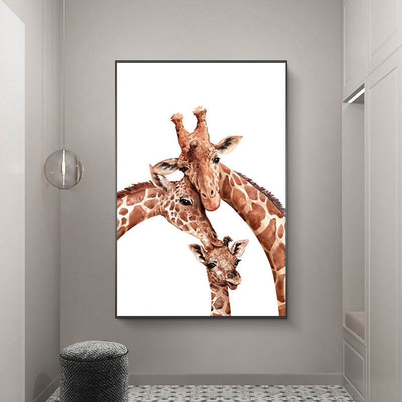 Animal Family Canvas Paintings Watercolor Cute Giraffe Posters And Print Wall Art Picture