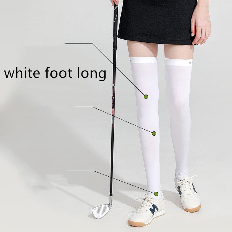 Summer Ice Silk Sun Protection Leggings Socks Mid-length Tennis