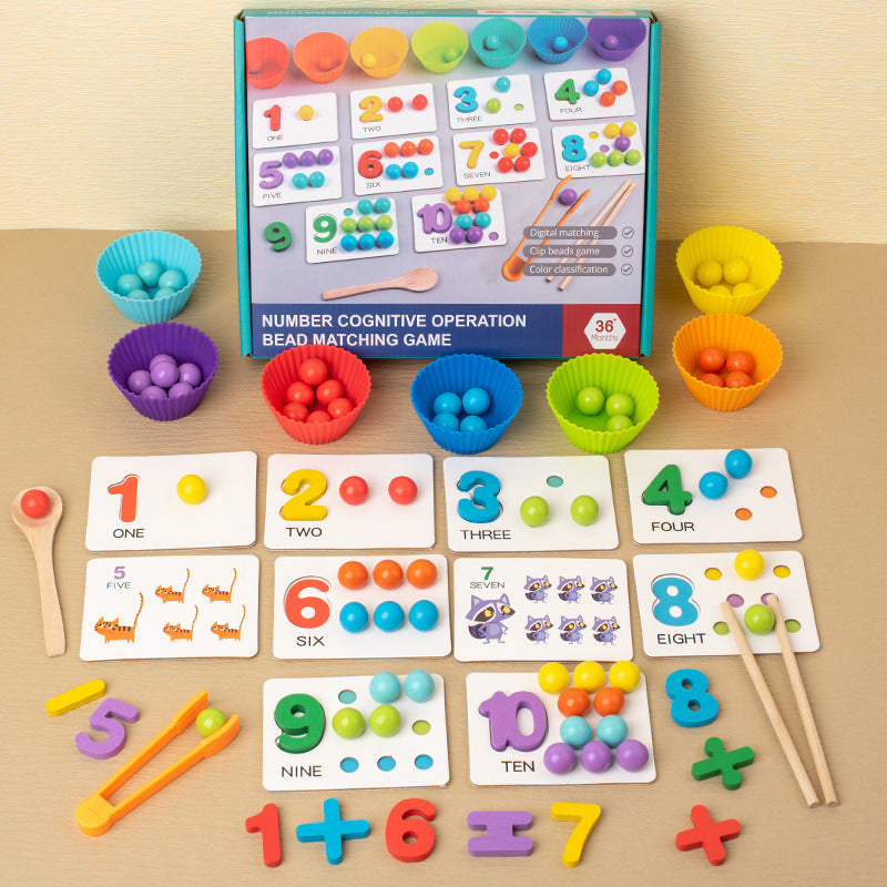 Montessori Mathematics Teaching Tools Baby Digital Cognitive Pairing Puzzle Intelligence Clipping Beads Children's Fine Action Toys