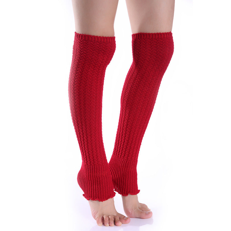 Ladies Knitted Wool Ruffled Fashion Warm Knee Pads Leggings Socks