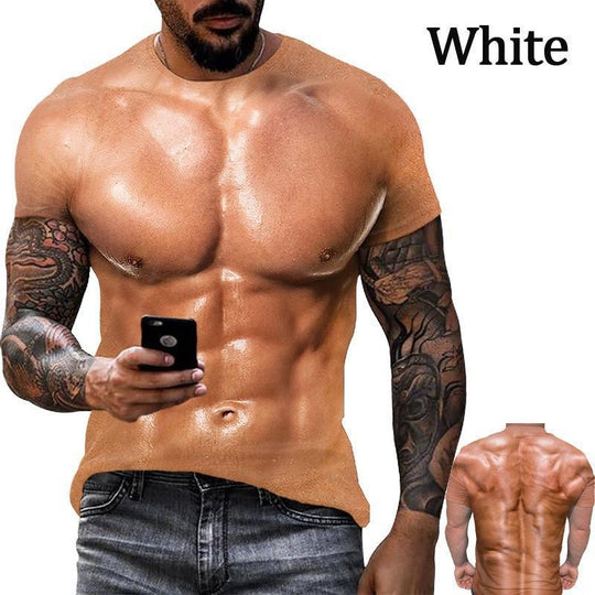 Summer Foreign Trade Summer Muscular Man 3D Digital Print T-shirt