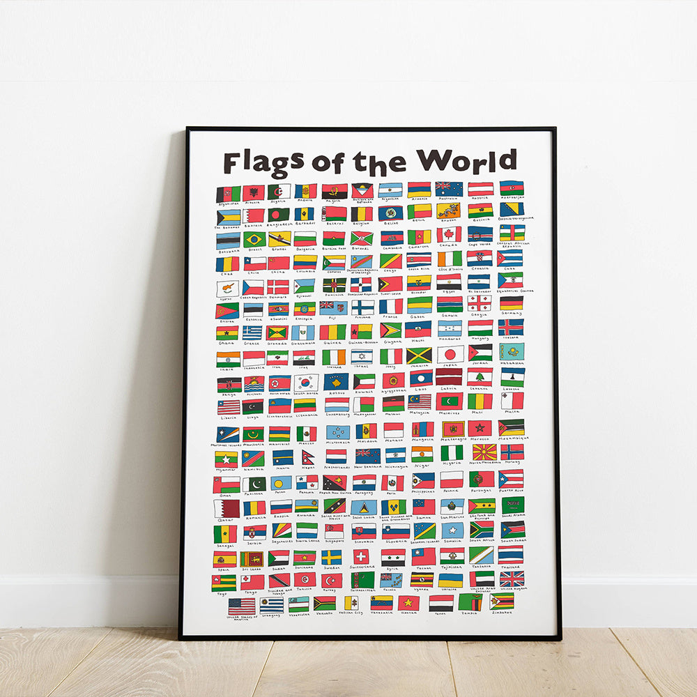 World Flags Country Posters Educational Banners Children Wall Painting Art Decoration